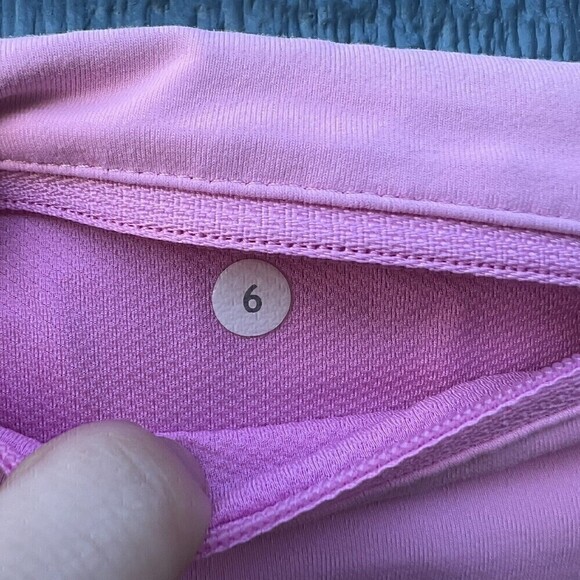 Lululemon Run Inspire Crop 6 Black Pink White Striped Legging Capri - Picture 4 of 4